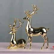 Pair of Gold-Plated Reindeer Statues