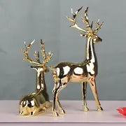 Pair of Gold-Plated Reindeer Statues